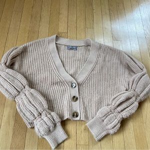 UO cropped puff sleeve cardigan
